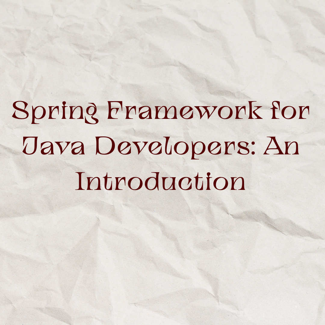 spring framework for java developers