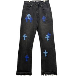 Chrome Hearts Black and Blue Cross Jeans