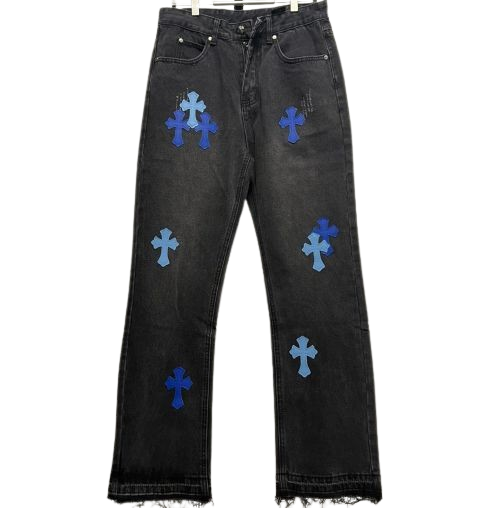 Chrome Hearts Black and Blue Cross Jeans