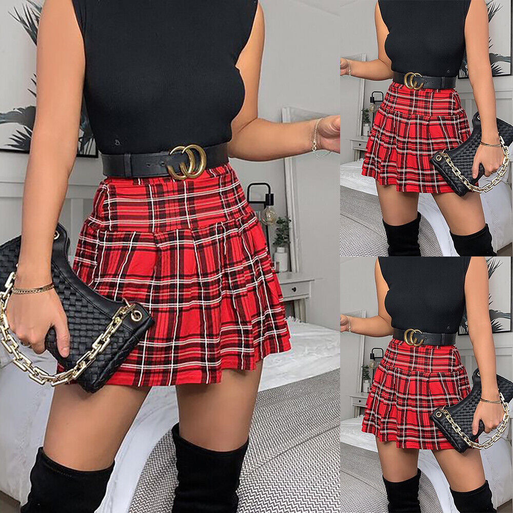 red tartan skirt womens