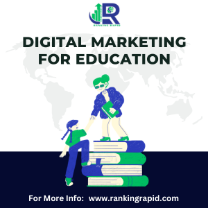 Image shows digital Marketing for education and ranking rapid logo and contact details