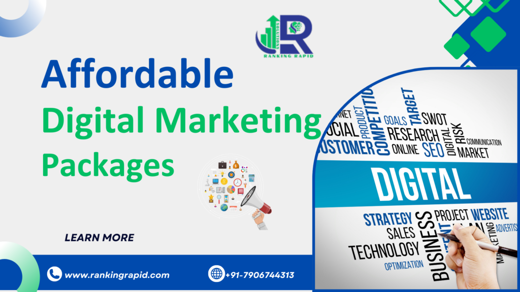 image shows affordable digital marketing packages and Ranking Rapid logo and contact details