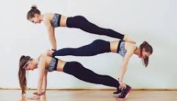 Three person yoga pose