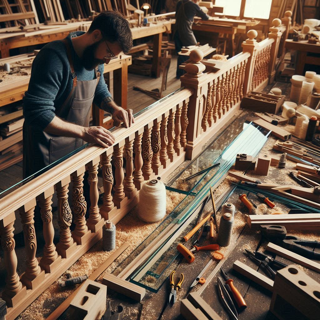 wooden glass balustrade