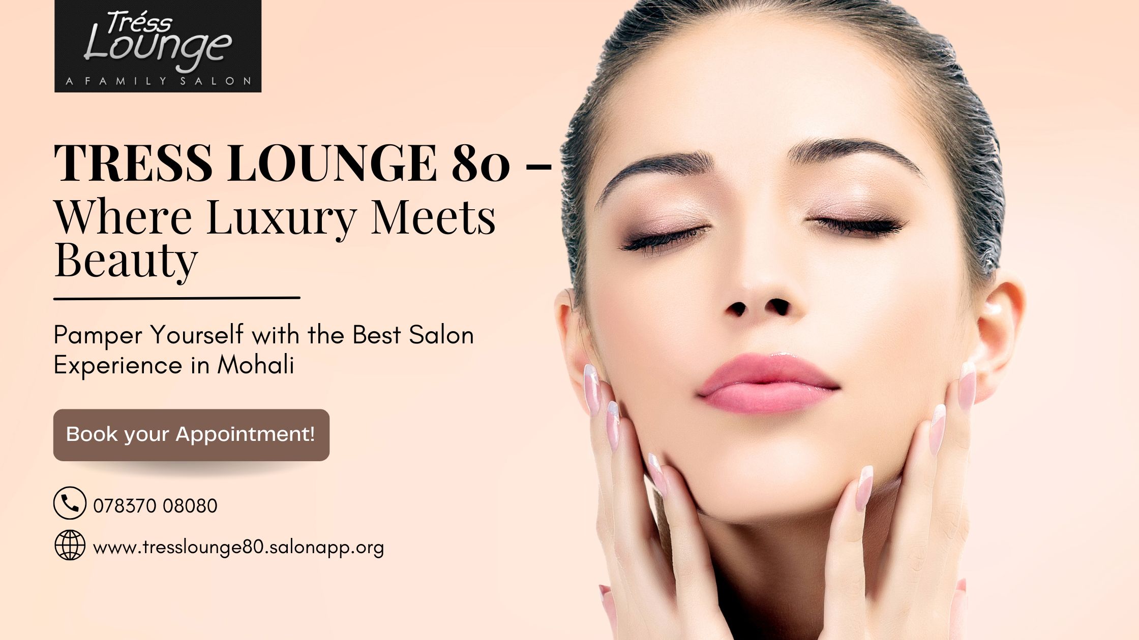 Luxurious salon experience at Tress Lounge 80 – Best salon in Mohali offering premium hair, beauty, and makeup services.