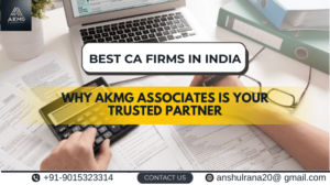 image shows Best CA firms in India and AKMG Associates logo amd contact information