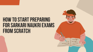 Student preparing for Sarkari Naukri exams with books, notes, and a study plan