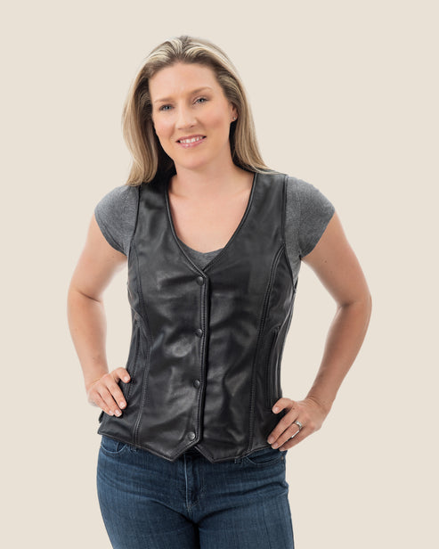 ladies leather vests