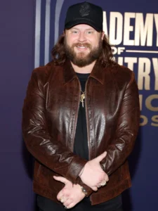 ACM Awards 2024 Nate Smith Brown Leather Jacket