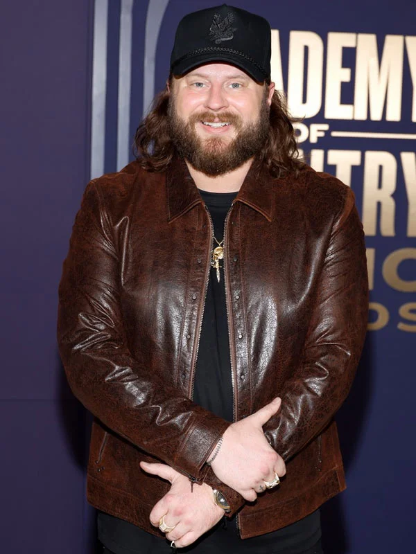 ACM Awards 2024 Nate Smith Brown Leather Jacket