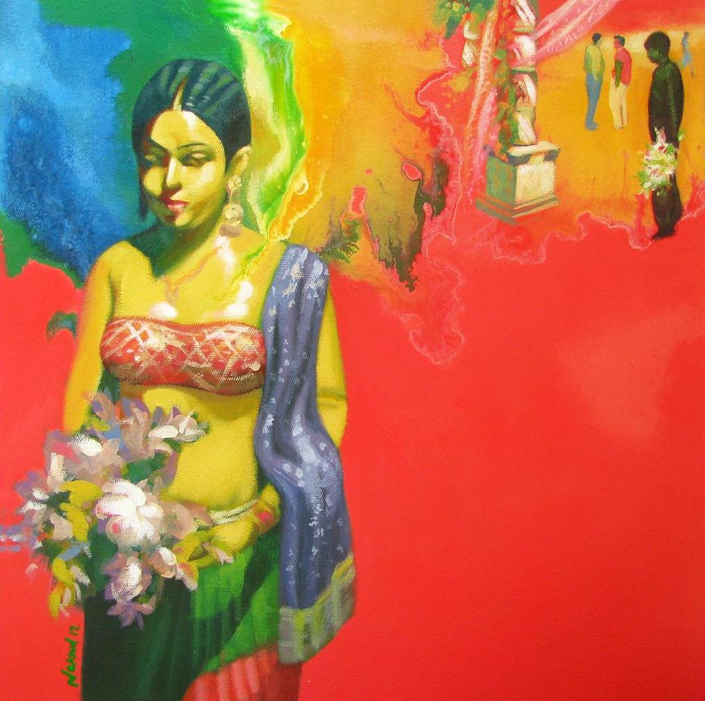 Standing with flowers- 12