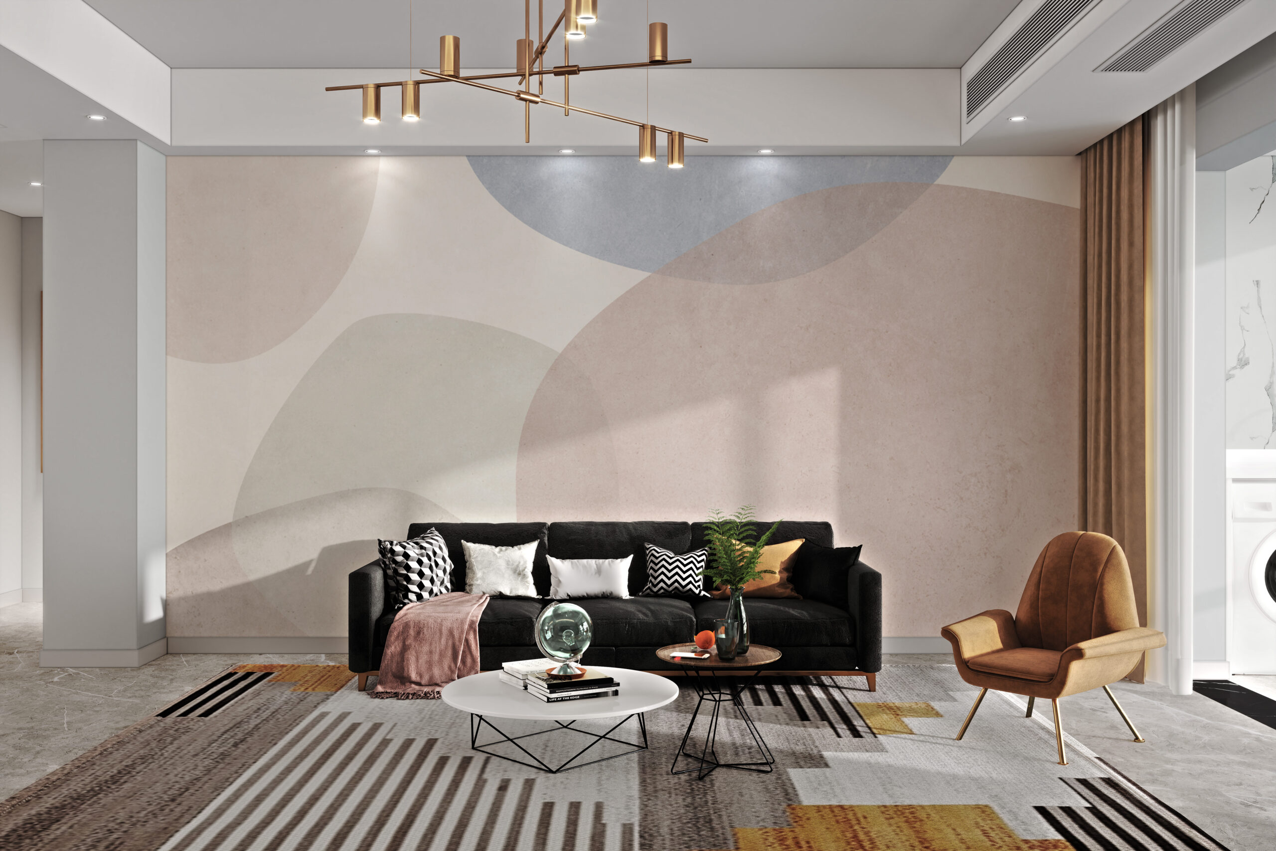 Modern Geometric Pastel Mural